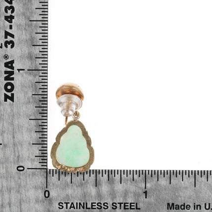 Vintage Chinese 14k gold Jade carved buddha charms/earrings/pendants pair - Estate Fresh Austin