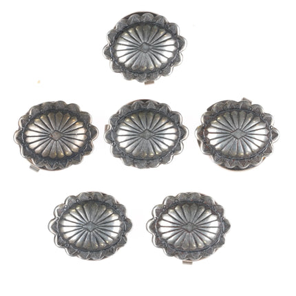 6 Vintage Southwestern sterling silver button covers with concho design - Estate Fresh Austin