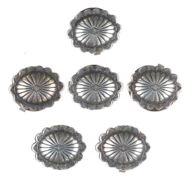 6 Vintage Southwestern sterling silver button covers with concho design - Estate Fresh Austin