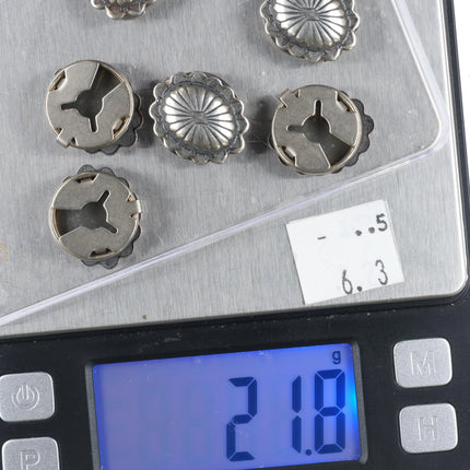 6 Vintage Southwestern sterling silver button covers with concho design - Estate Fresh Austin