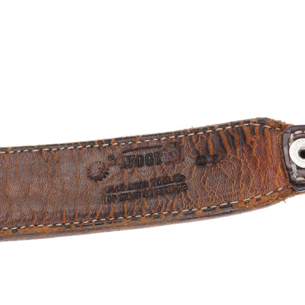 40's-50's Zuni Sterling silver snake eye turquoise ranger belt buckle set on 30" - Estate Fresh Austin