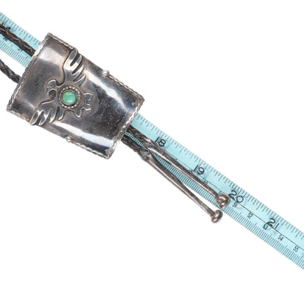 c1960 c-31 Vintage sterling silver thunderbird bolo tie with turquoise - Estate Fresh Austin