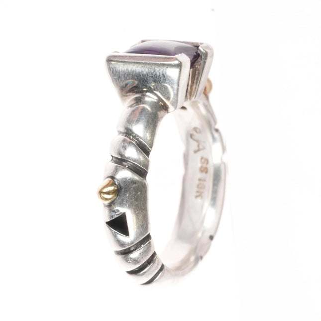 sz6 John Atencio 18k gold/Sterling silver amethyst modernist ring