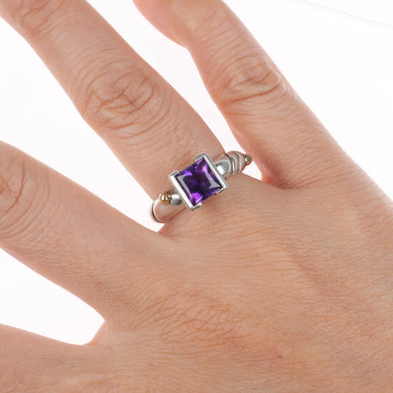 sz6 John Atencio 18k gold/Sterling silver amethyst modernist ring