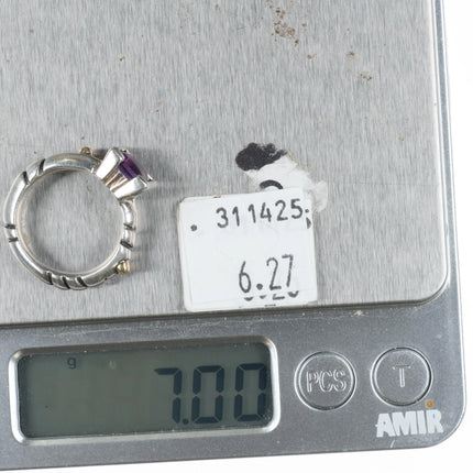 sz6 John Atencio 18k gold/Sterling silver amethyst modernist ring