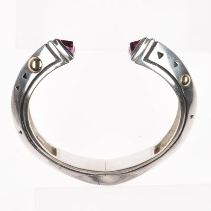 John Atencio 18k gold/Sterling silver modernist amethyst clamper cuff bracelet