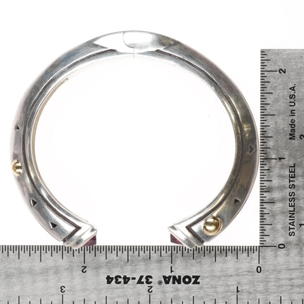 John Atencio 18k gold/Sterling silver modernist amethyst clamper cuff bracelet