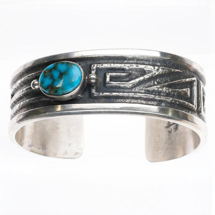 6.25" Wilson Begay Navajo high grade turquoise sterling silver cuff bracelet