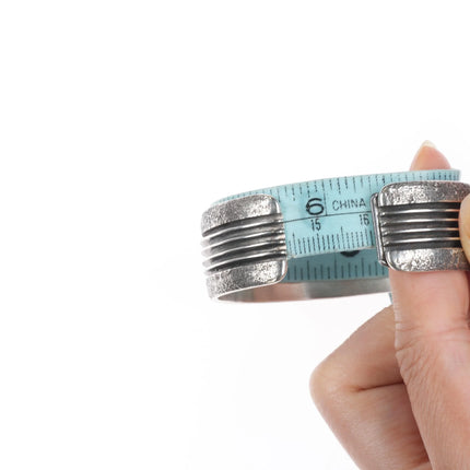 6.25" Ray King Navajo sterling silver Kingman turquoise cuff bracelet
