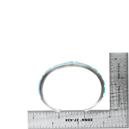 6" Sadie Calvin Navajo Turquoise cobblestone cuff bracelet sterling silver