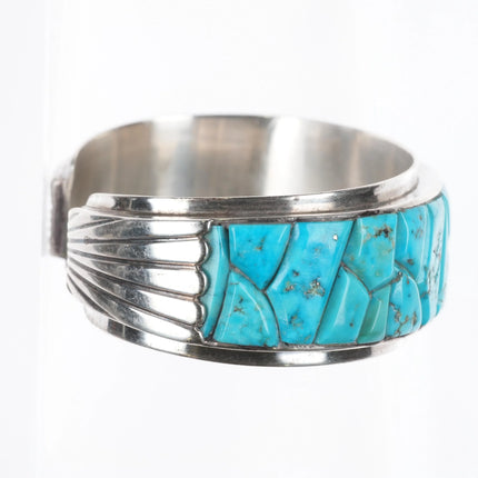 6" Sadie Calvin Navajo Turquoise cobblestone cuff bracelet sterling silver
