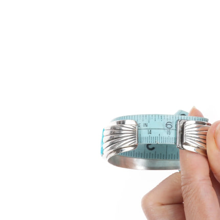 6" Sadie Calvin Navajo Turquoise cobblestone cuff bracelet sterling silver