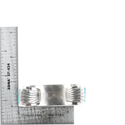 6" Sadie Calvin Navajo Turquoise cobblestone cuff bracelet sterling silver