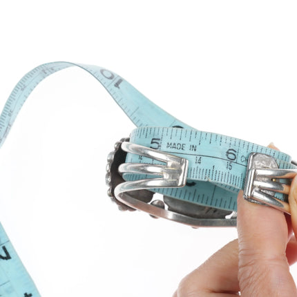 6.1" c1950 Vintage Zuni sterling silver turquoise cluster cuff bracelet