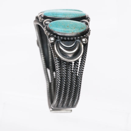 6.35" Ernest Begay Navajo Lone Mountain turquoise sterling silver cuff bracelet - Estate Fresh Austin
