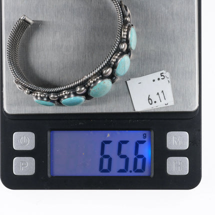 6.35" Ernest Begay Navajo Lone Mountain turquoise sterling silver cuff bracelet - Estate Fresh Austin