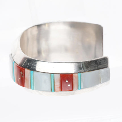 6" Richard Tsosie Navajo sterling silver, coral, shell, turquoise cuff bracelet