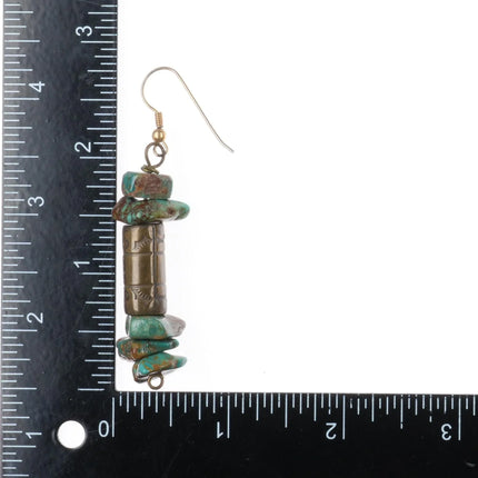 Tony Aguilar Sr (Kewa) Oversized turquoise/brass barrel bead necklace/earrings