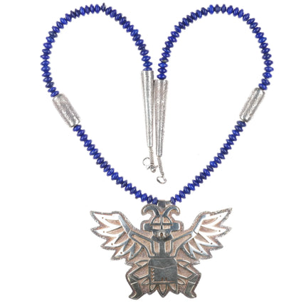 Phillip Sekaquaptewa Weseoma Hopi sterling silver lapis beaded necklace