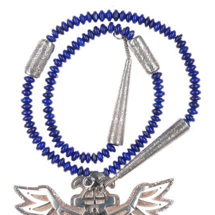 Phillip Sekaquaptewa Weseoma Hopi sterling silver lapis beaded necklace