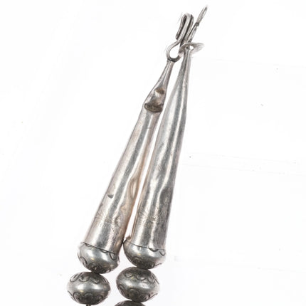 27.5" Big Charlie John Navajo Pearl hand stamped sterling silver beaded necklace