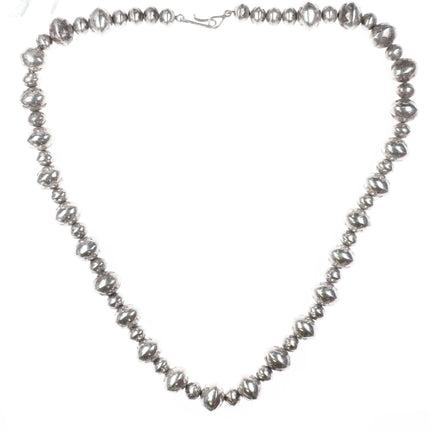 29" Large Navajo Pearls hand stamped sterling silver graduated beaded necklace
