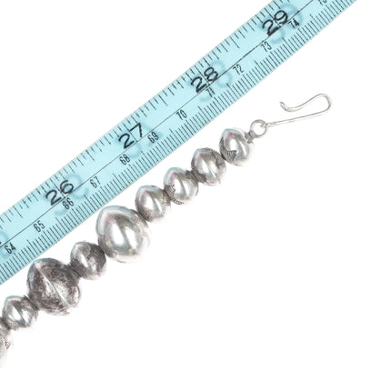 29" Large Navajo Pearls hand stamped sterling silver graduated beaded necklace