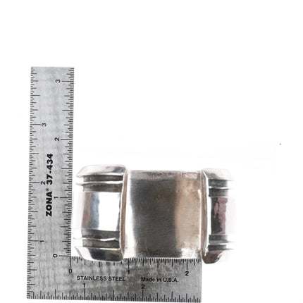 6.5" 60's-70's Navajo Sterling silver Mediterranean coral row cuff bracelet - Estate Fresh Austin