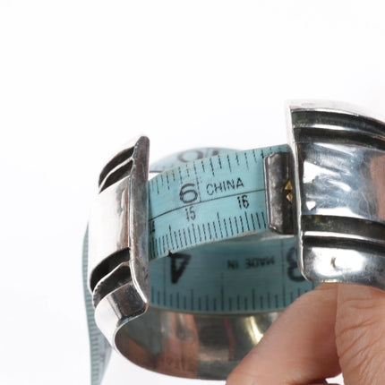 6.5" 60's-70's Navajo Sterling silver Mediterranean coral row cuff bracelet - Estate Fresh Austin