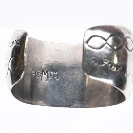 6.35" H Smith Navajo Mediterranean Coral Shadowbox cuff bracelet sterling silver - Estate Fresh Austin