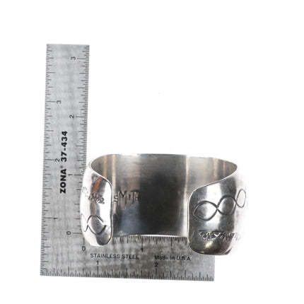 6.35" H Smith Navajo Mediterranean Coral Shadowbox cuff bracelet sterling silver - Estate Fresh Austin