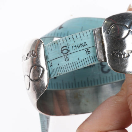 6.35" H Smith Navajo Mediterranean Coral Shadowbox cuff bracelet sterling silver - Estate Fresh Austin