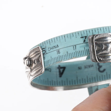 7" Wilbert Meyers Navajo Sterling silver turquoise row cuff bracelet feather - Estate Fresh Austin