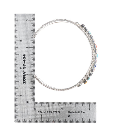 7" Ernest & Vivnita Bewanika Zuni Multi-stone row sterling silver cuff bracelet - Estate Fresh Austin