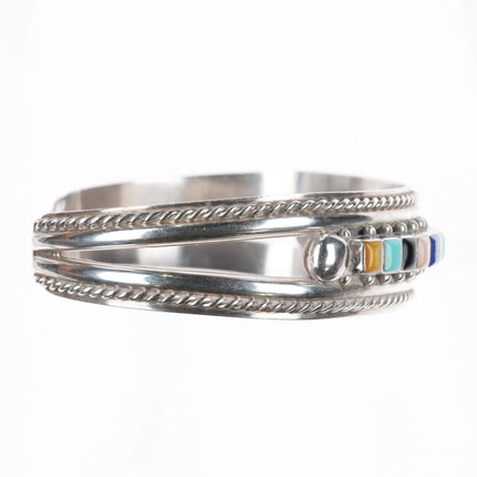 7" Ernest & Vivnita Bewanika Zuni Multi-stone row sterling silver cuff bracelet - Estate Fresh Austin