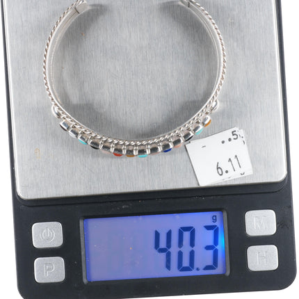 7" Ernest & Vivnita Bewanika Zuni Multi-stone row sterling silver cuff bracelet - Estate Fresh Austin