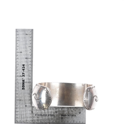 6.1" 1970's Navajo sterling silver turquoise shadowbox 3 stone cuff bracelet - Estate Fresh Austin