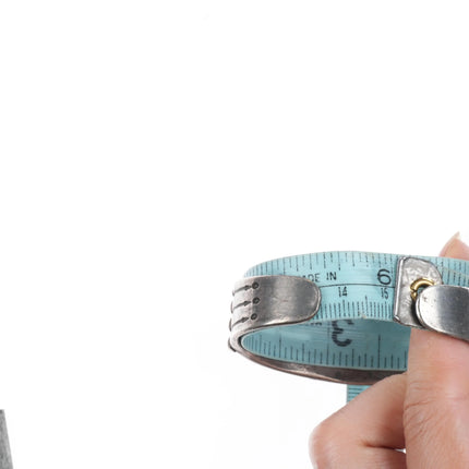 6" 1930's Pilot Mountain Turquoise Navajo ingot silver cuff bracelet arrow stamp - Estate Fresh Austin