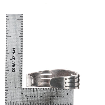 6" 1930's Pilot Mountain Turquoise Navajo ingot silver cuff bracelet arrow stamp - Estate Fresh Austin