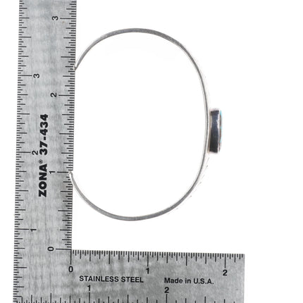 6.6" Steve Yellowhorse Navajo Sterling silver single turquoise cuff bracelet - Estate Fresh Austin