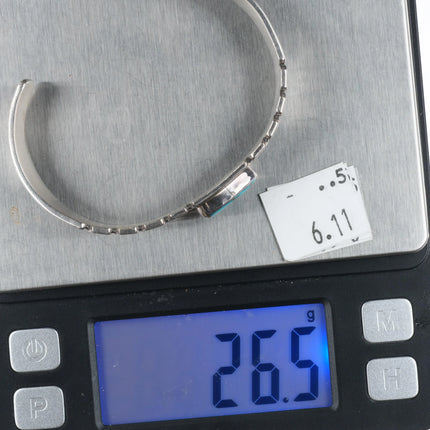 6.6" Steve Yellowhorse Navajo Sterling silver single turquoise cuff bracelet - Estate Fresh Austin