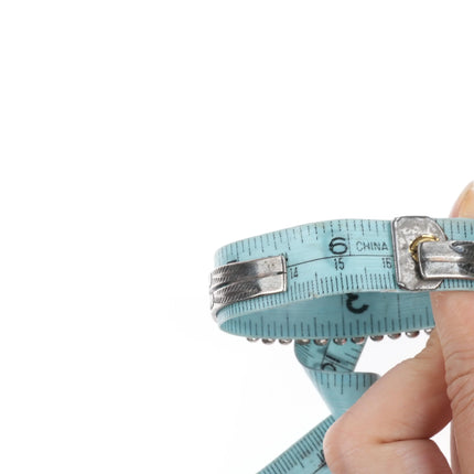 6.3" c1940 Zuni Square cut turquoise double row sterling silver cuff bracelet - Estate Fresh Austin