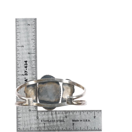 6" 1960's Navajo Blue gem turquoise sterling silver cuff bracelet - Estate Fresh Austin