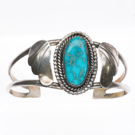 6" 1960's Navajo Blue gem turquoise sterling silver cuff bracelet - Estate Fresh Austin