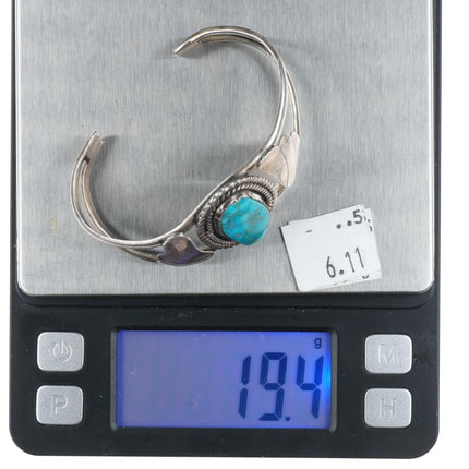 6" 1960's Navajo Blue gem turquoise sterling silver cuff bracelet - Estate Fresh Austin
