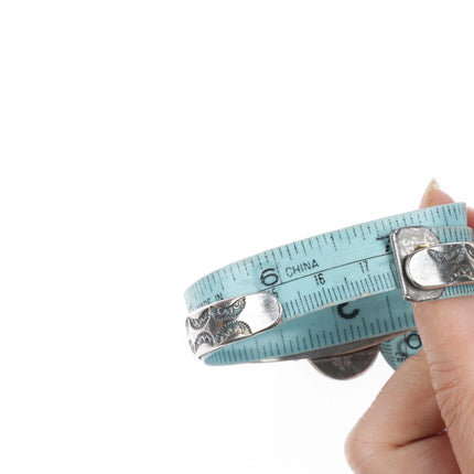 7" 30's-40's Navajo petrified wood stamped sterling silver cuff bracelet - Estate Fresh Austin