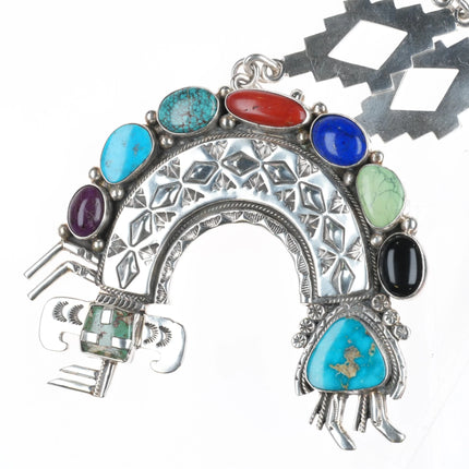 Huge Esther Wood Navajo sterling silver multi-stone Yei pendant/2 necklaces