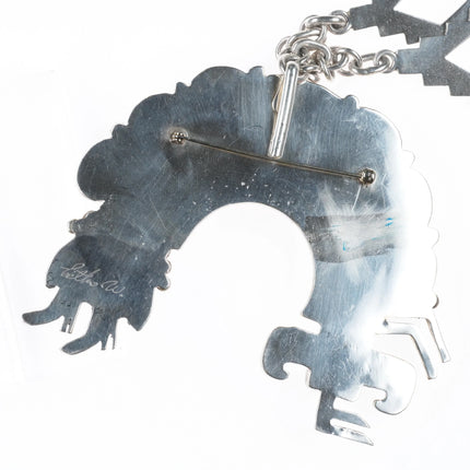 Huge Esther Wood Navajo sterling silver multi-stone Yei pendant/2 necklaces