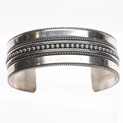6.5" Ron Yazzie Navajo Sterling silver twisted wire cuff bracelet wide band - Estate Fresh Austin