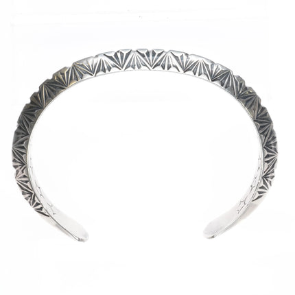 7.35" R.S. Mitchell Navajo Carinated Heavy stamped sterling silver cuff bracelet - Estate Fresh Austin